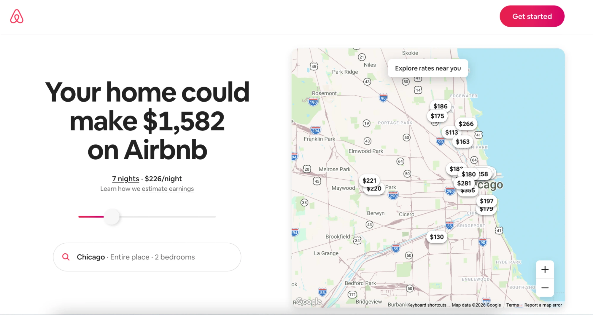 This image shows Airbnb host acquisition product launch landing page example.