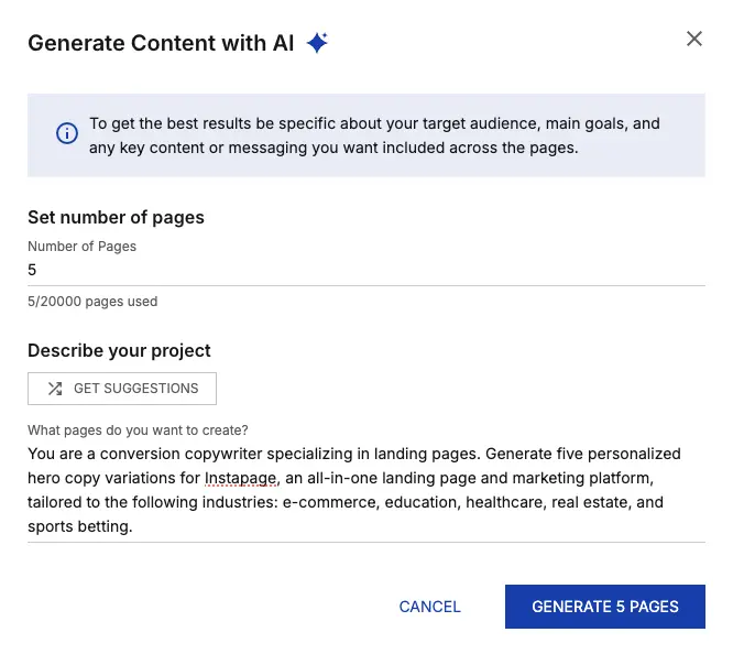 This image shows Instapage collection dynamic content example.