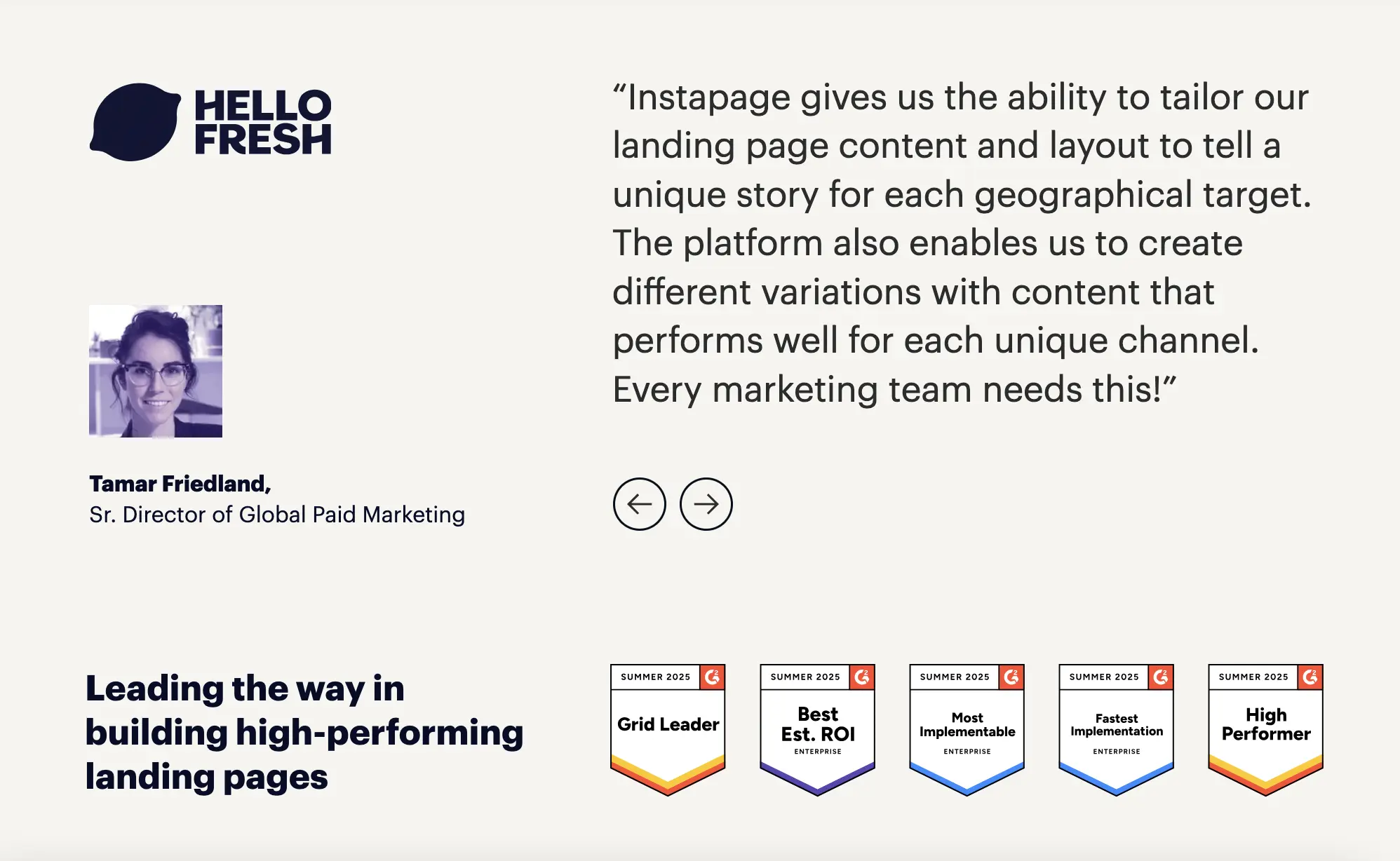 This image shows Instapage landing page example.