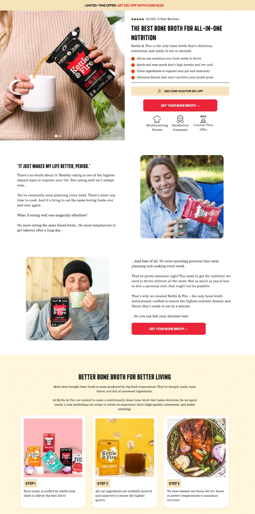 This image shows Kettle & Fire landing page.