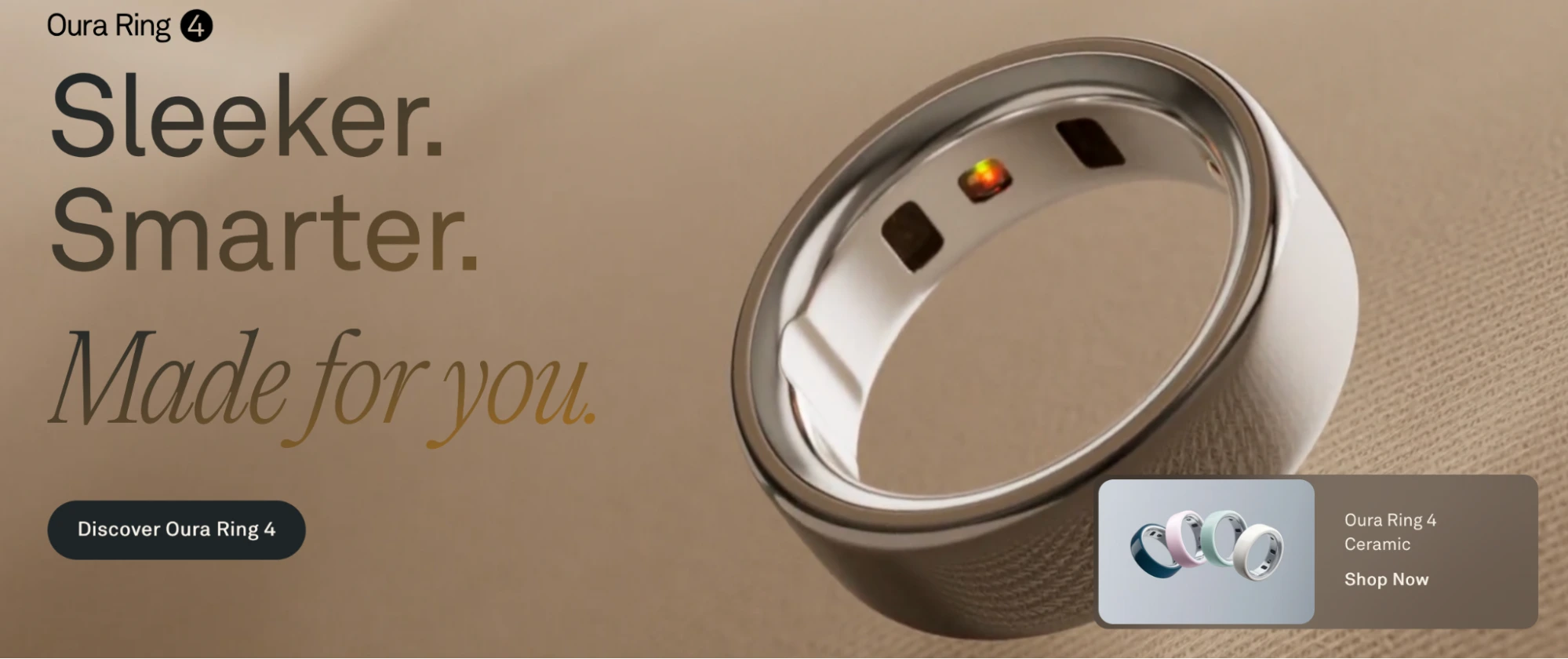 This image shows Oura Ring product landing page example.
