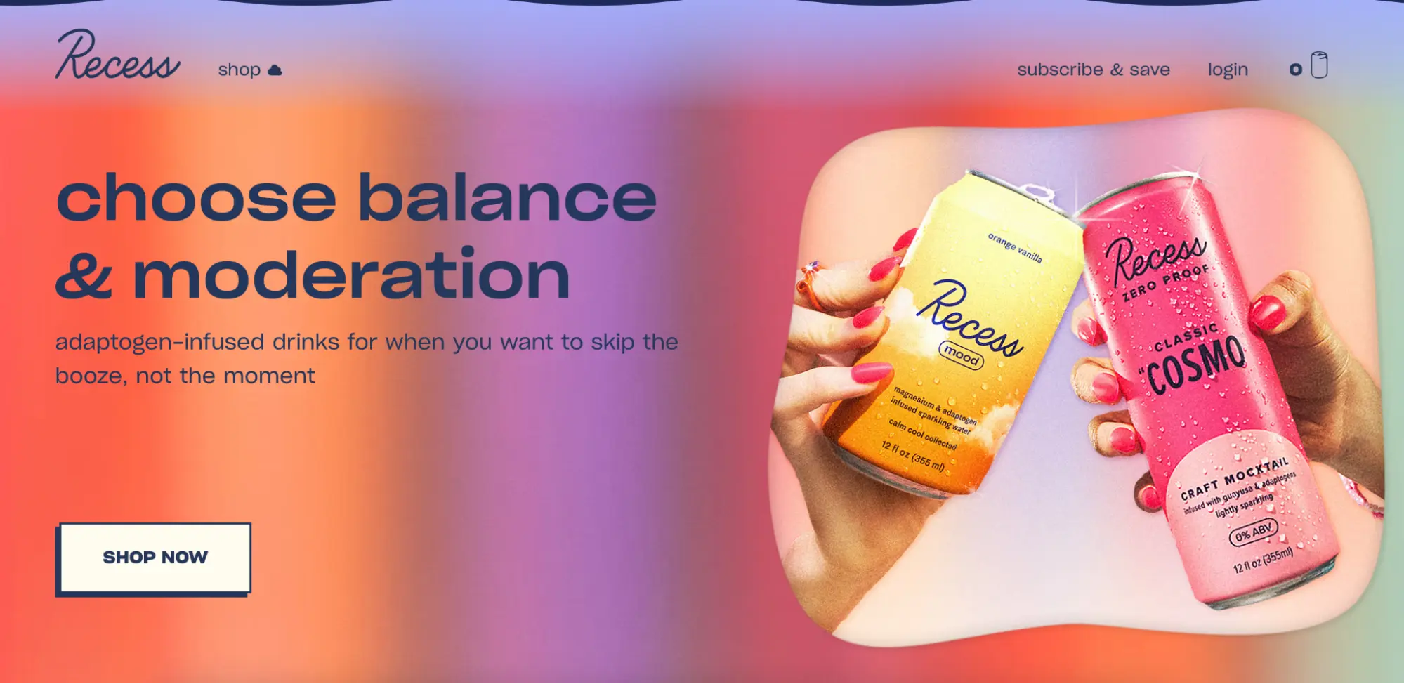 This image shows Recess product landing page example.