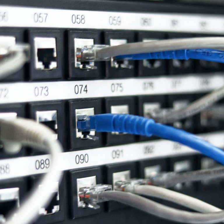 internet cables plugged into a mainframe
