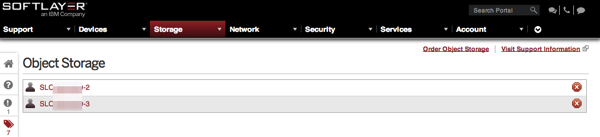 SoftLayer Customer Portal Object Storage