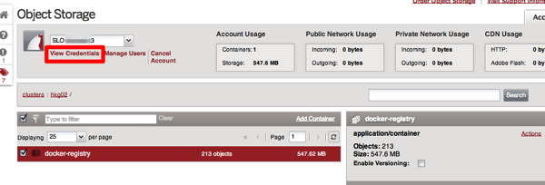 SoftLayer Customer Portal Object Storage