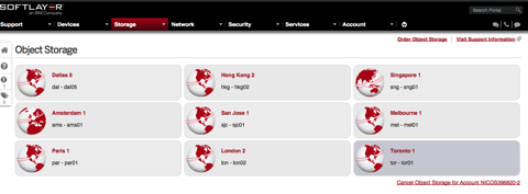 SoftLayer Customer Portal Object Storage