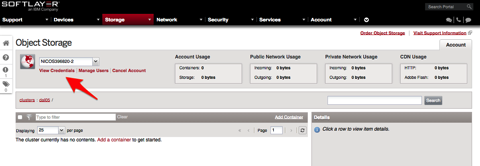 SoftLayer Customer Portal Object Storage