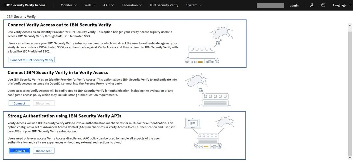 IBM Security Verify Access~IBM Security Verify連携の設定画面