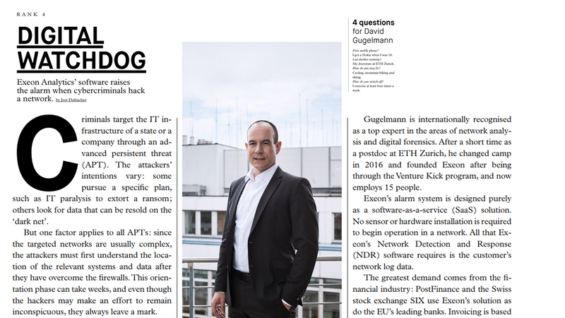 Exeon is featured in the latest issue of Handelszeitung