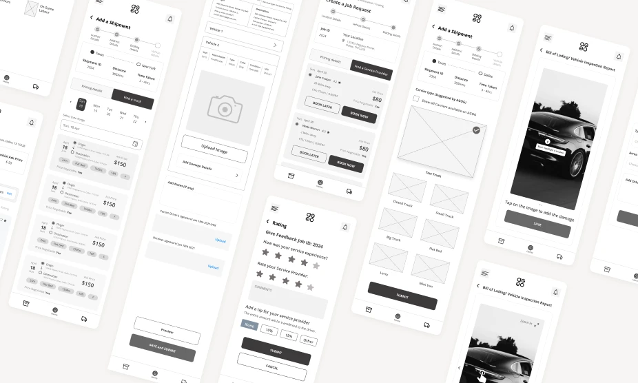 Wireframes for Mobile and Web