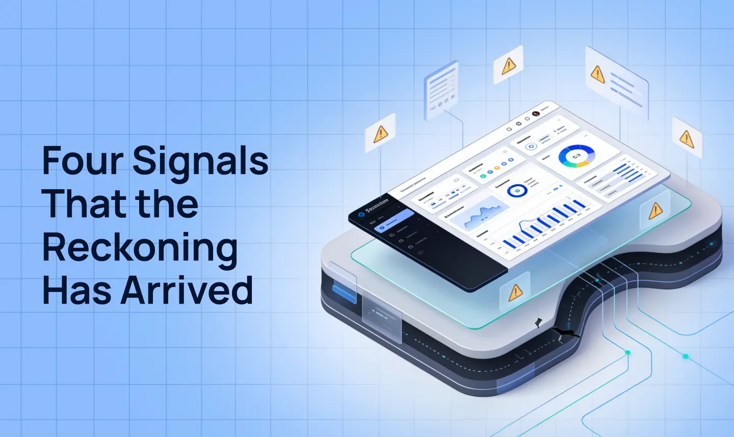 SaaS application interface showing warning icons for design system fragmentation and UX friction signals