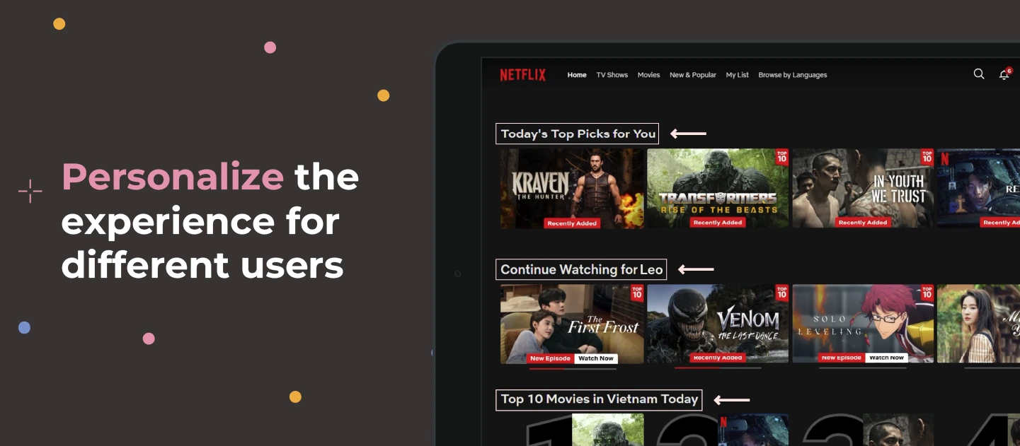 Personalize the experience for different users