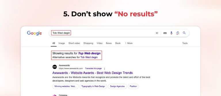 Search result - Don’t show ‘’No results’’