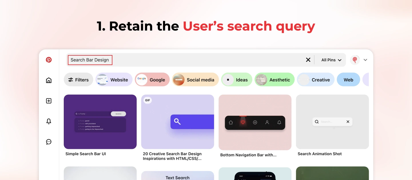 Search result - Retain the users’ search query