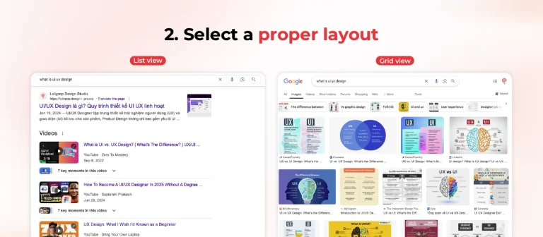 Search result - Select a proper layout