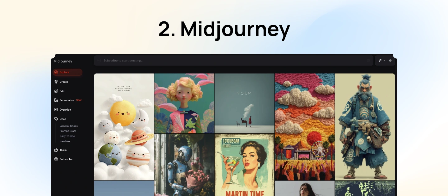 Midjourney top AI design tool