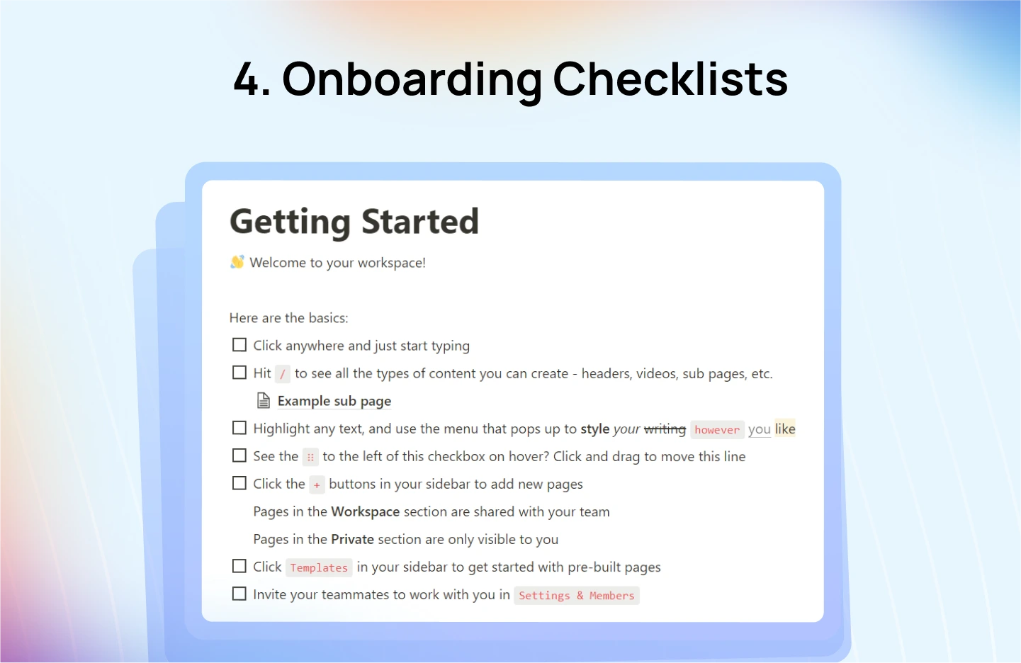 Onboarding Checklists