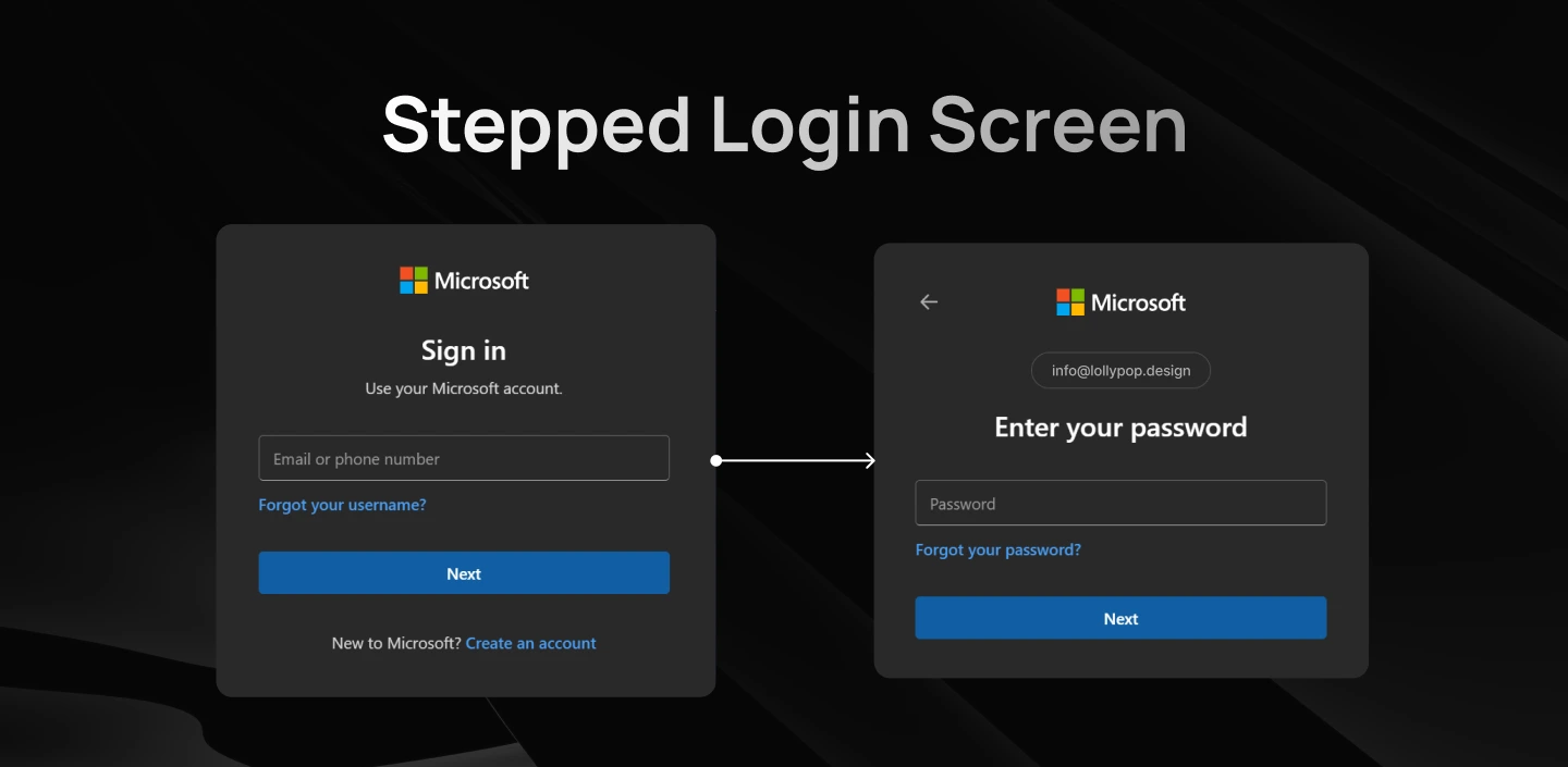 Stepped Login Screen