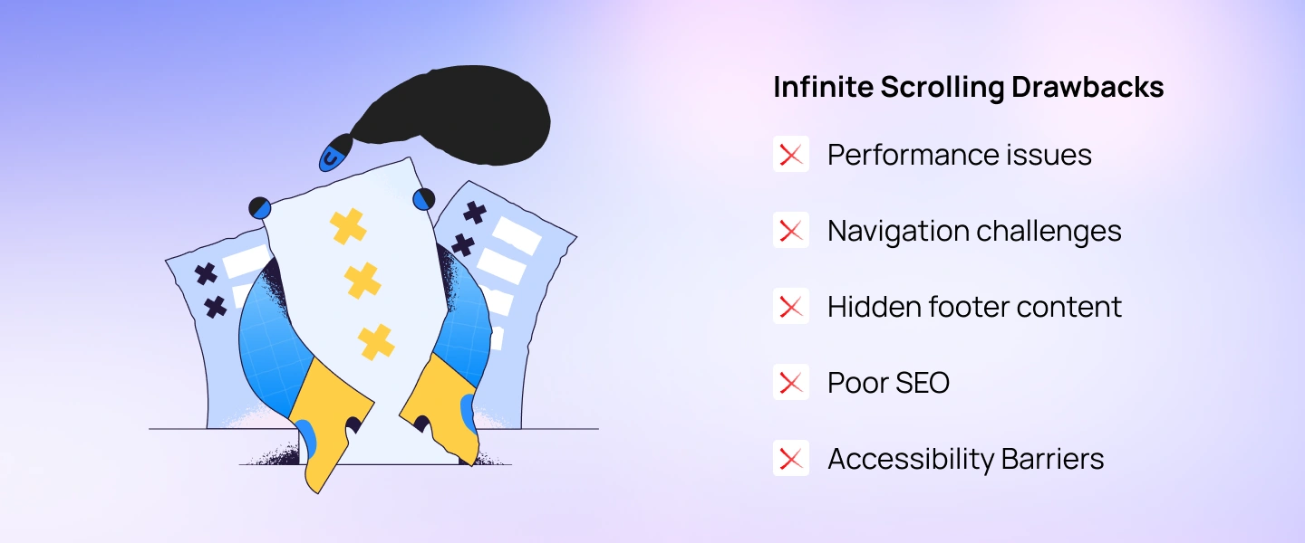 Cons of using infinite scrolling