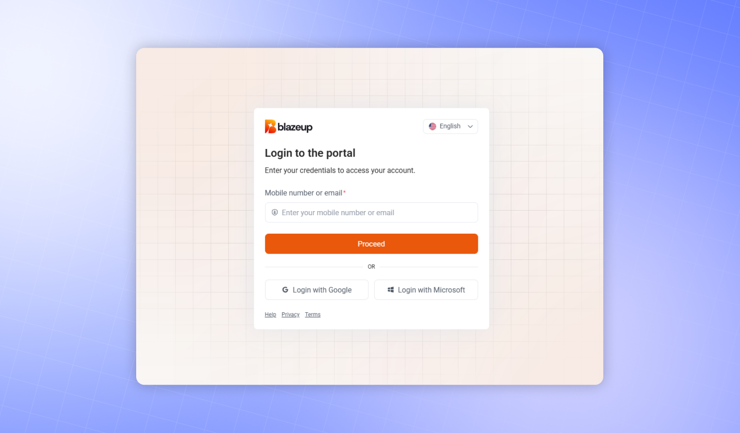 Example of a simple login form with single input field and quick login options