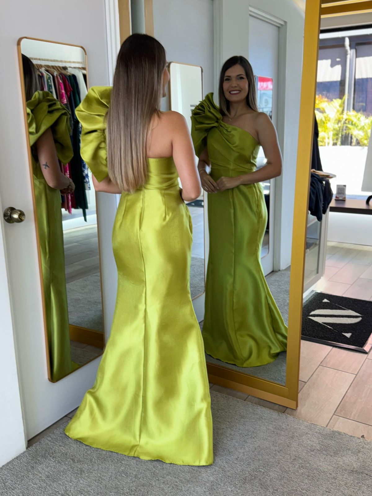 One-shoulder Satin Evening Maxi Dress (Talla S) thumbnail