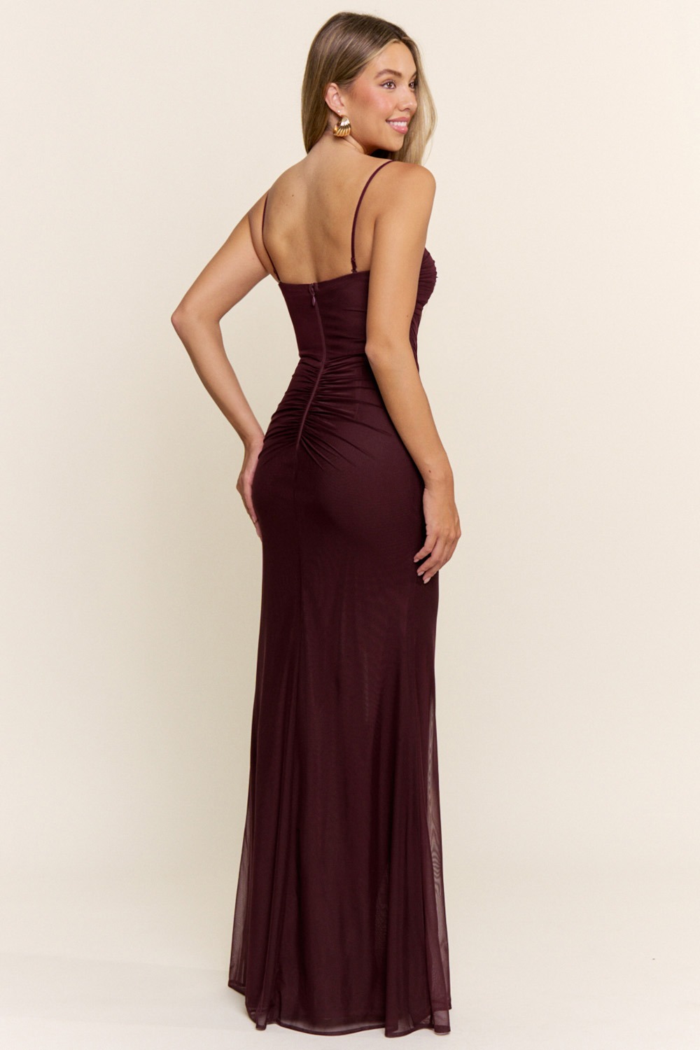 Wine Mermaid Silhouette Maxi Dress (Talla L) thumbnail