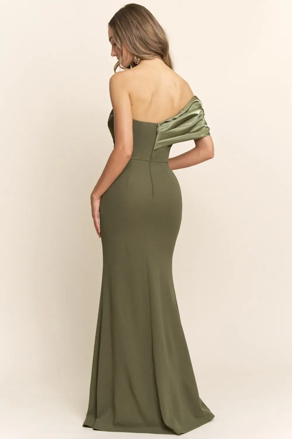 Olive Off Shoulder Maxi Dress (Talla M) thumbnail