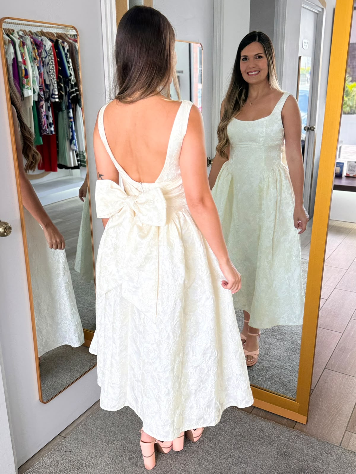 Ivory Jacquard Midi Dress (Talla M) thumbnail