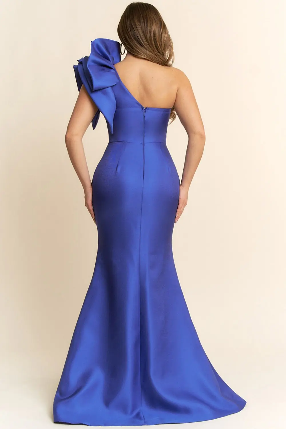 Blue One-shoulder Satin Evening Maxi Dress (Talla S) thumbnail