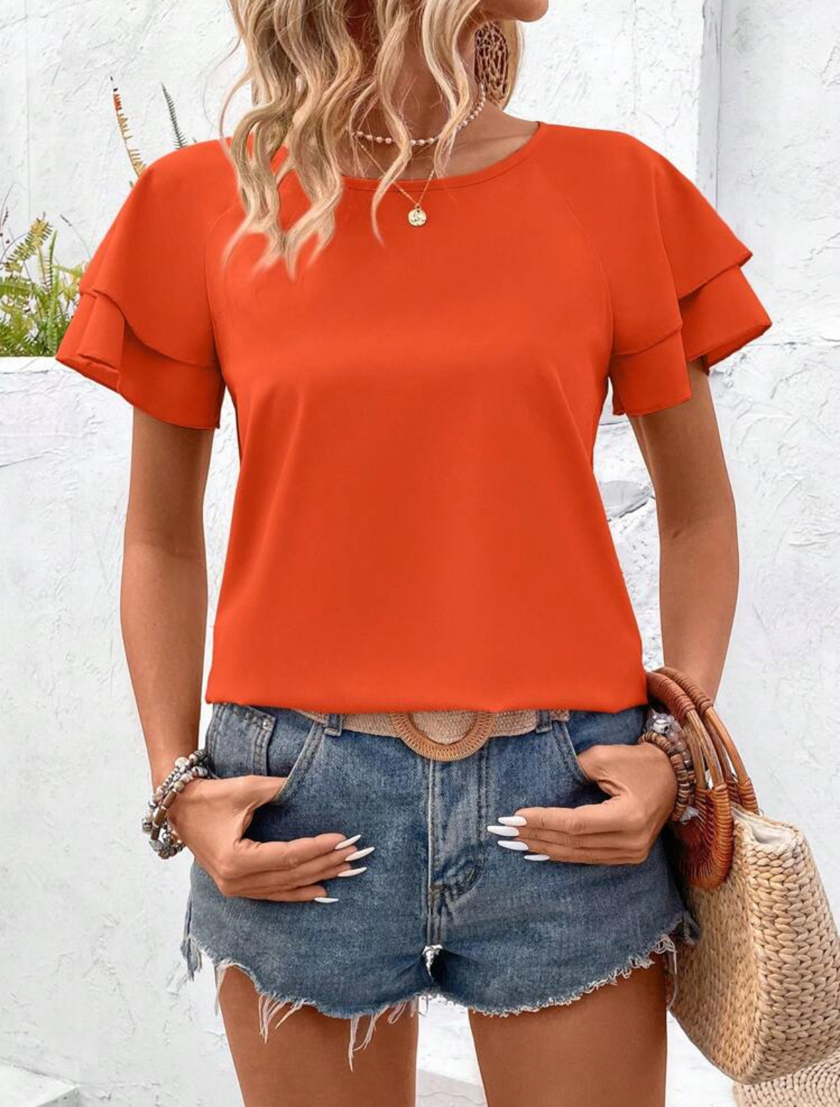 Orange Ruffle Blouse (Talla S) thumbnail