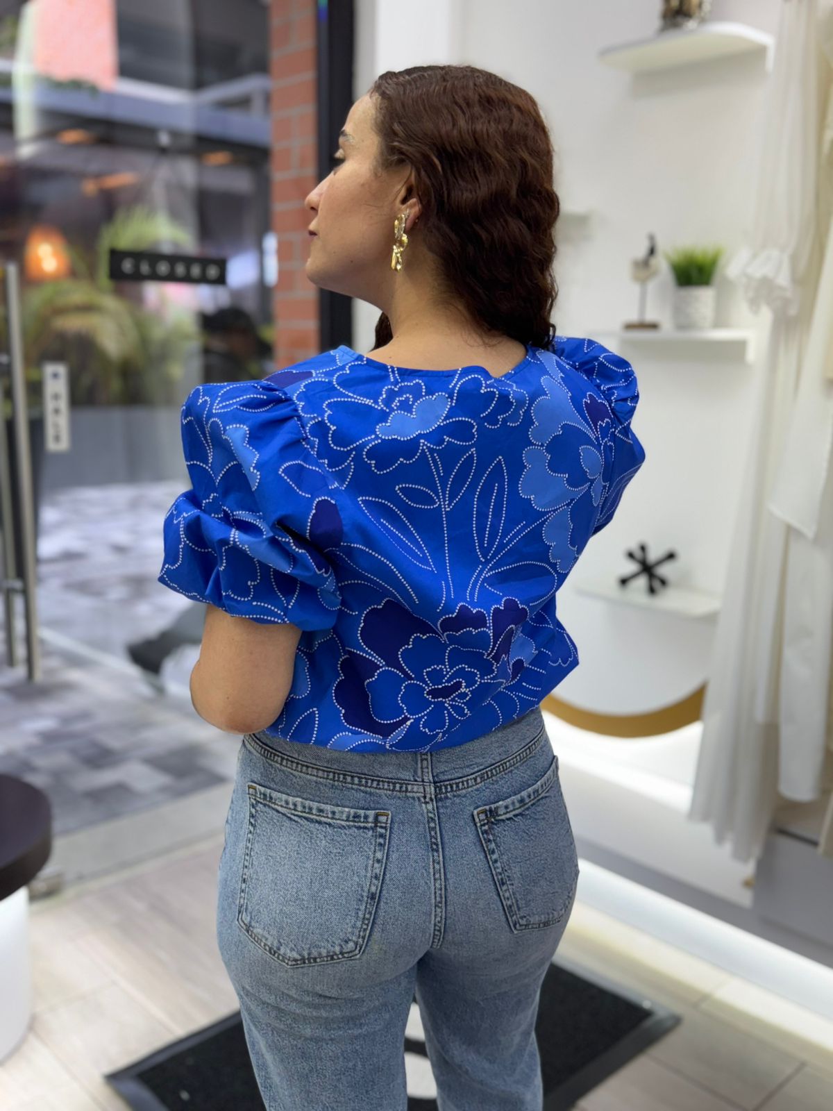 Maris Floral Adi Poplin Split Neck Top (Talla S) thumbnail