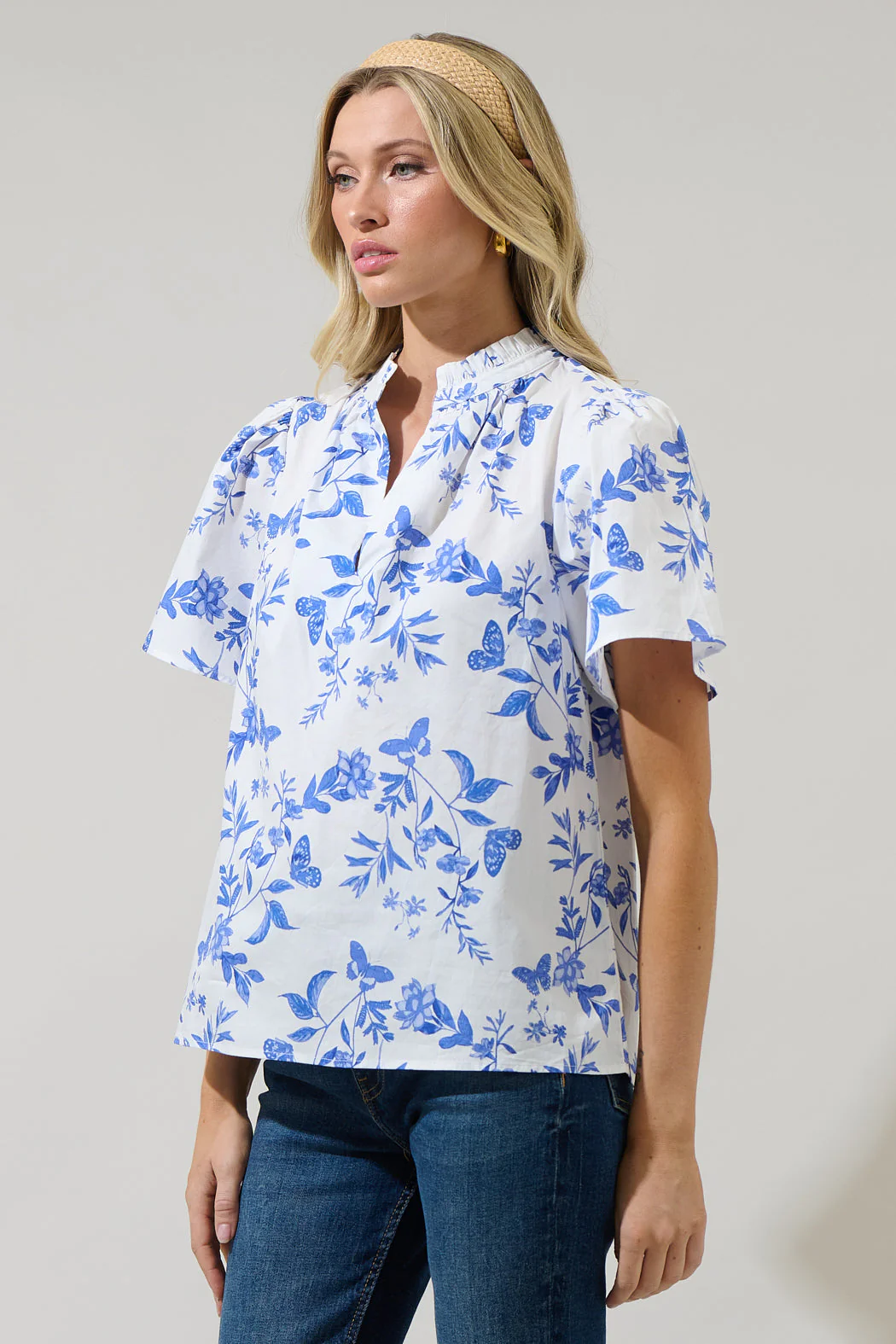 Leya Floral Inaya Split Neck Top (Talla XS) thumbnail