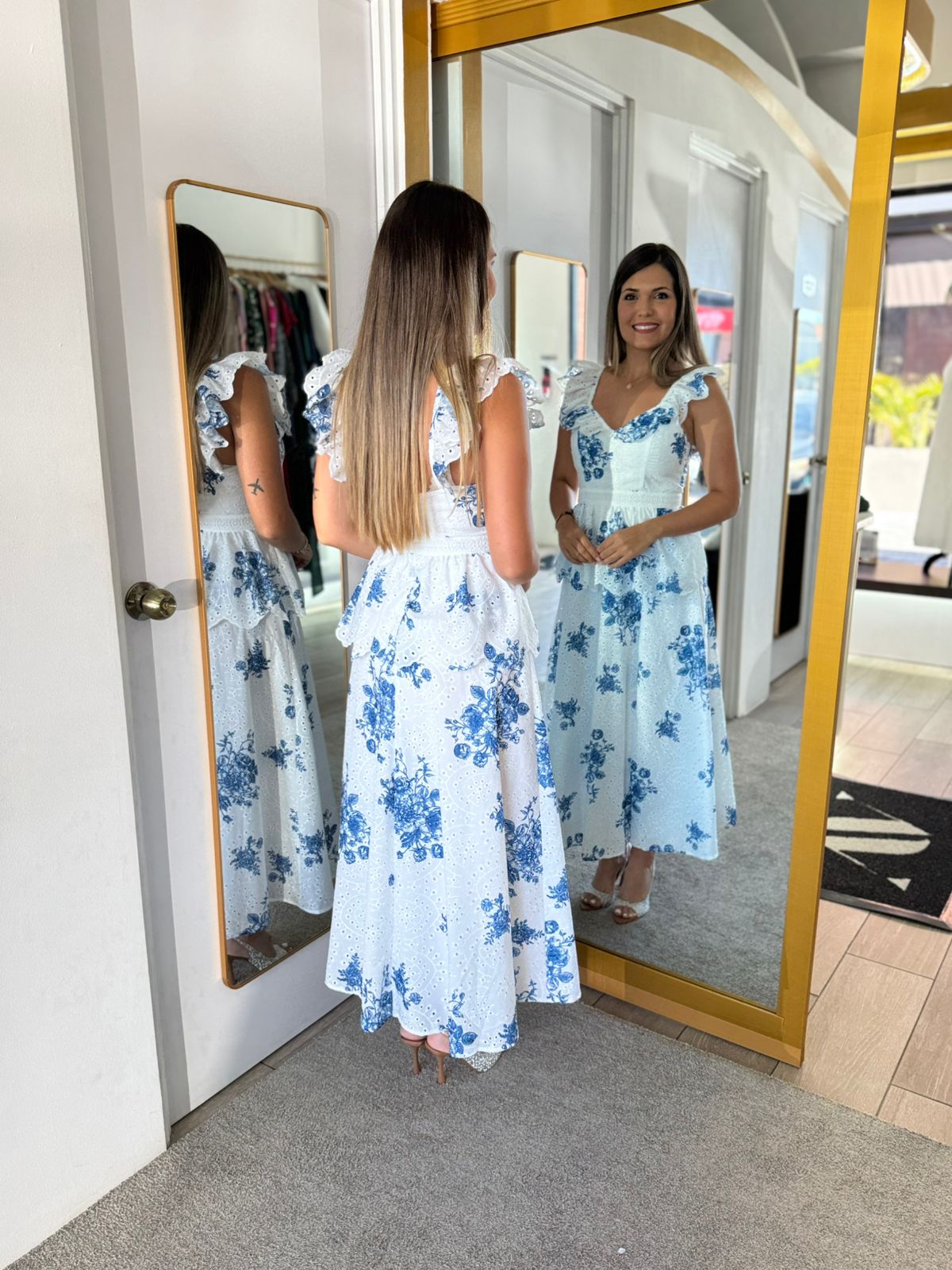 White & Navy Day Dress (Talla L) thumbnail