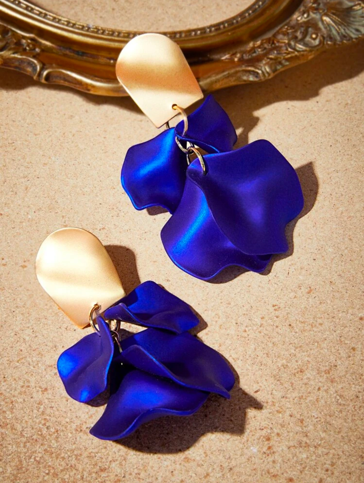 Blue Andkiss Petal Drop Earrings