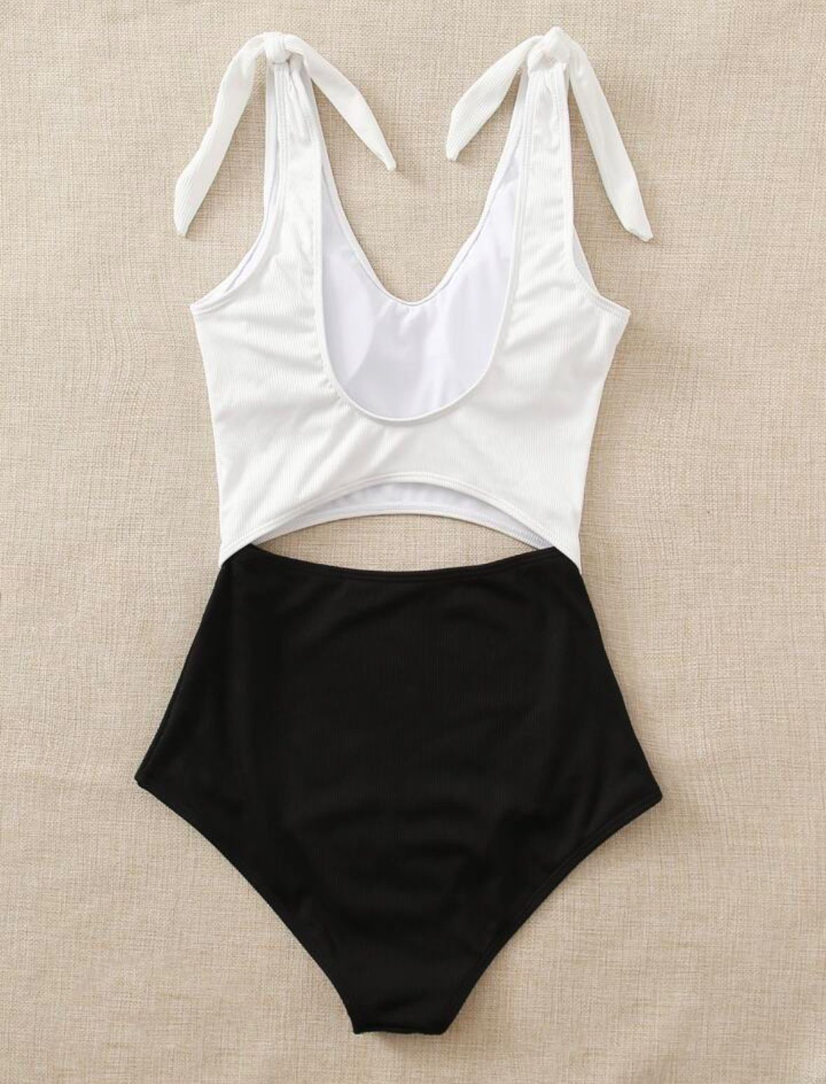Two Tone Rib Cut-out One Piece Swimsuit (Talla S) thumbnail