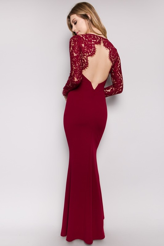 Wine Open Back Maxi Dress (Talla L) thumbnail