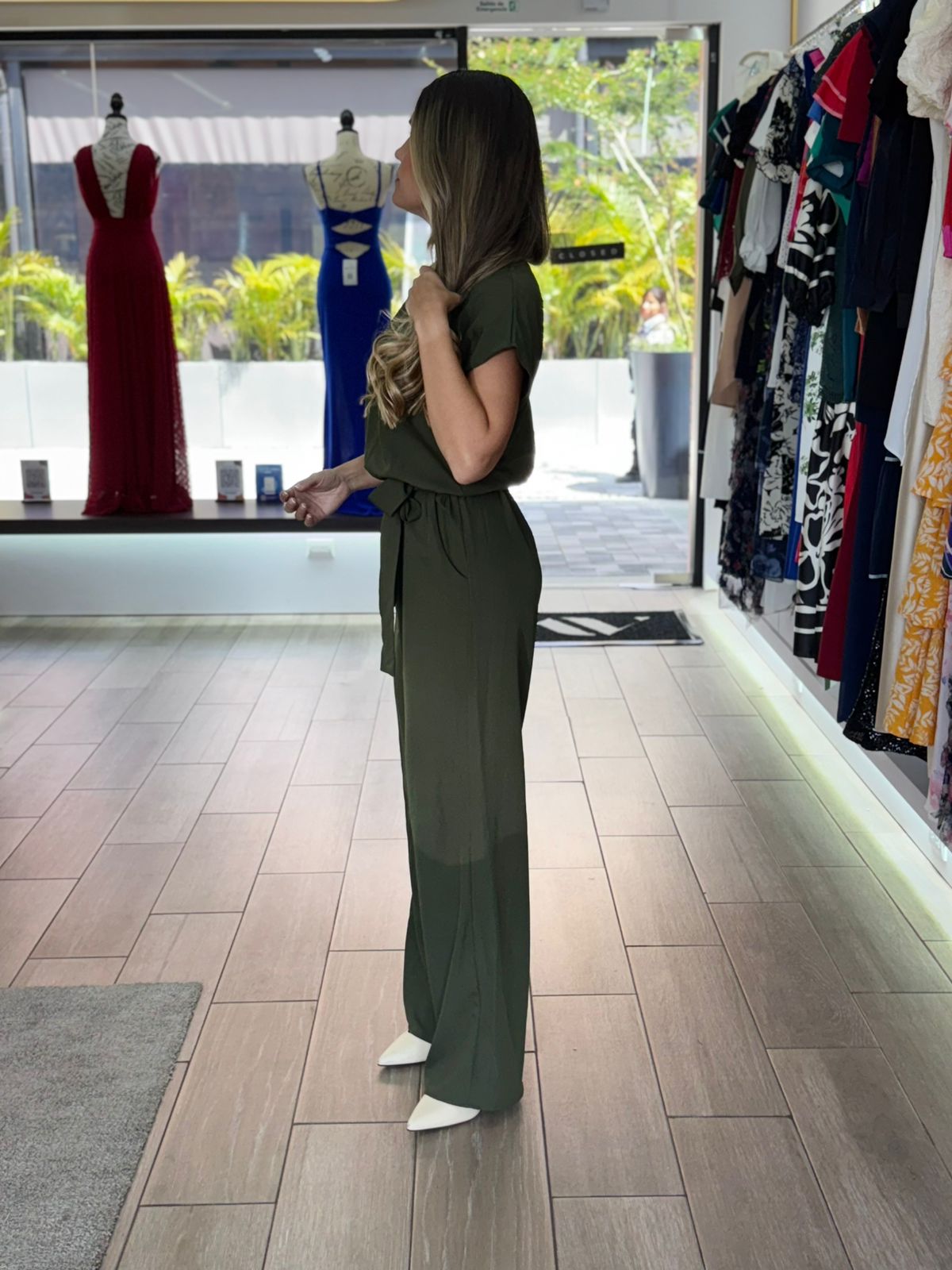 Olive Jumpsuit with Adjustable Waist (Talla M) thumbnail