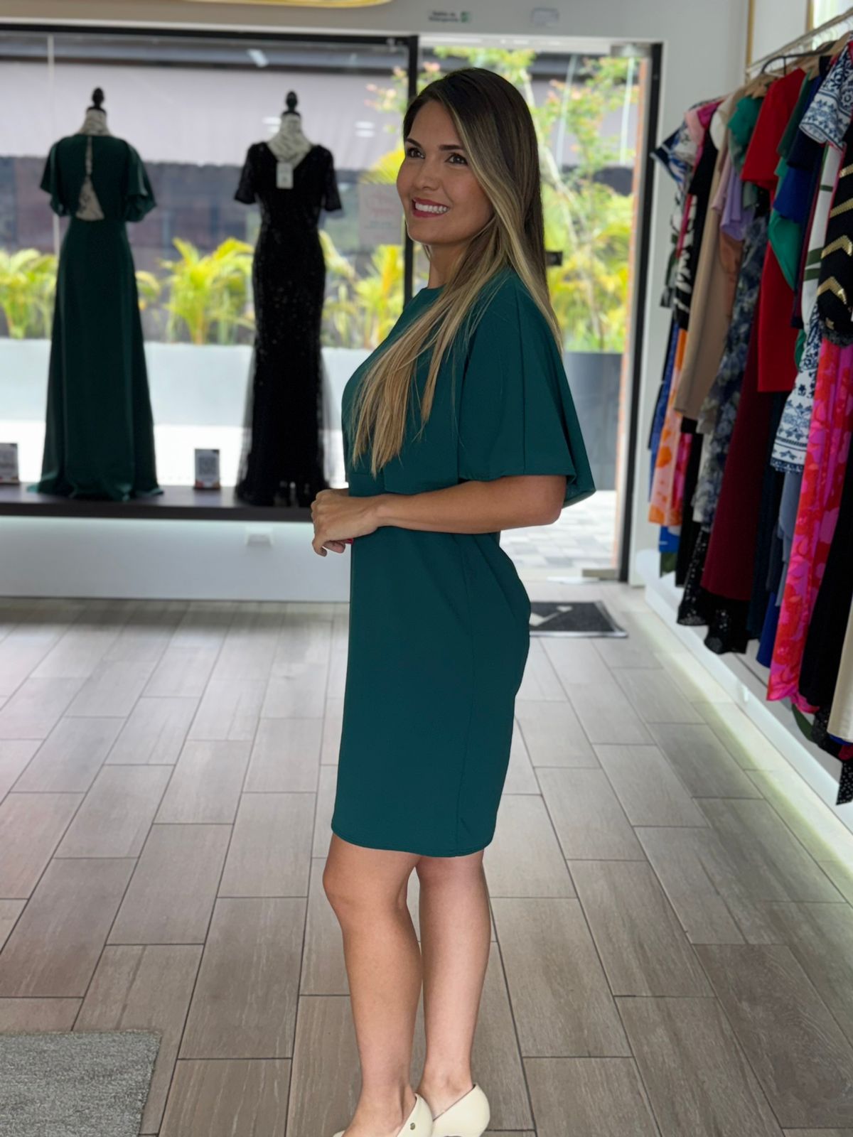 Hunter Green Solid cape dress (Talla S) thumbnail