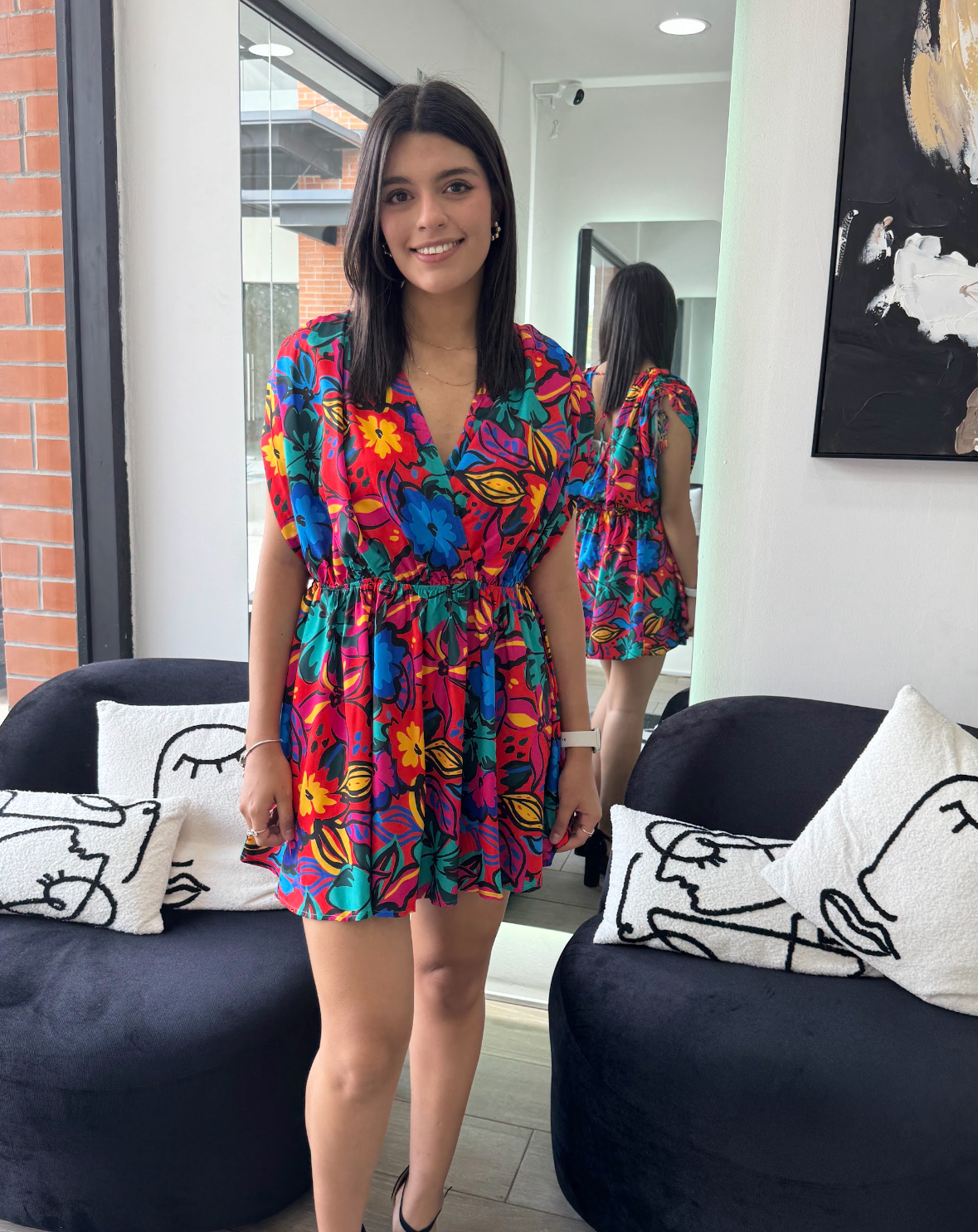 Tropical Surplice Mini Dress (Talla M)