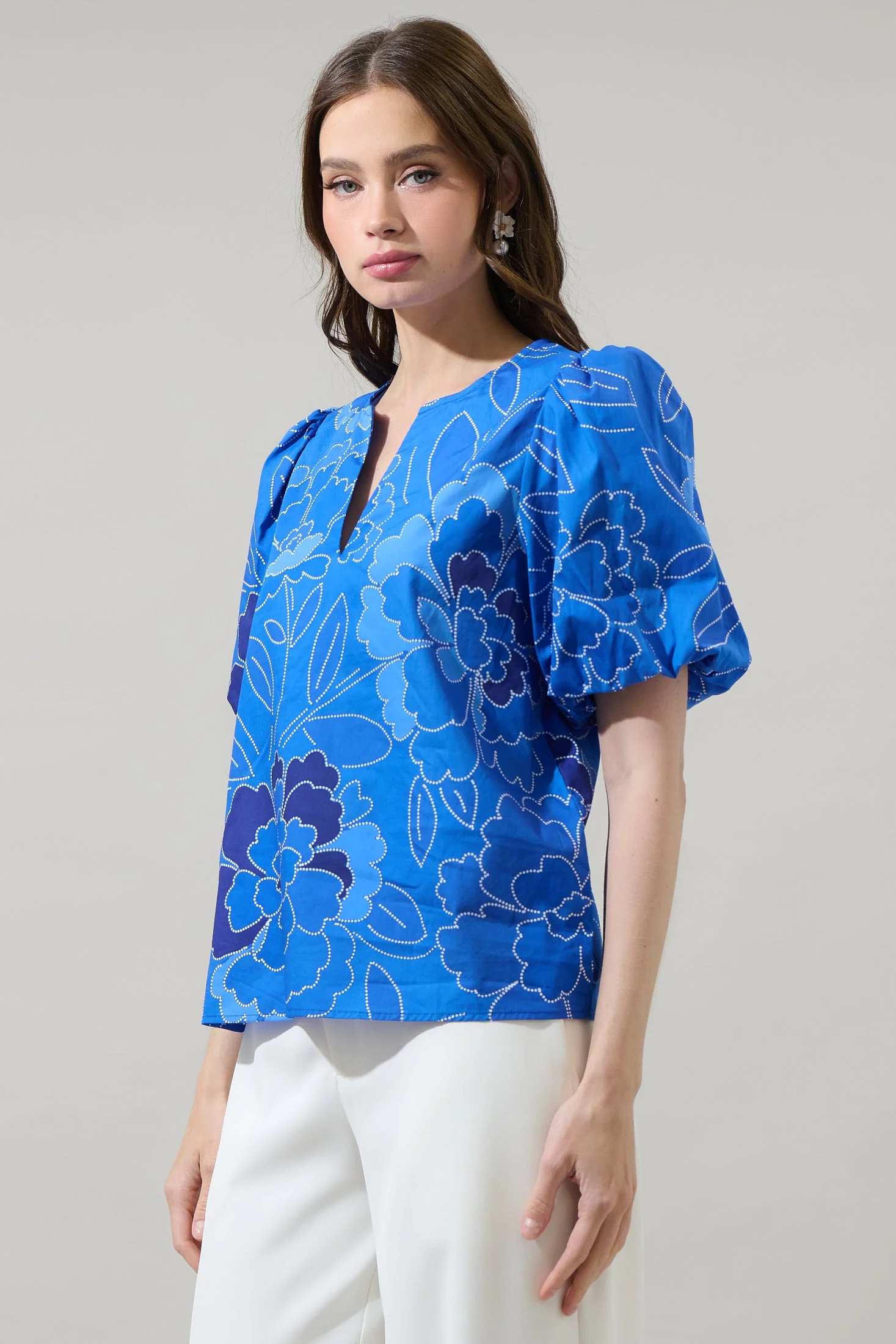 Maris Floral Adi Poplin Split Neck Top (Talla S) thumbnail
