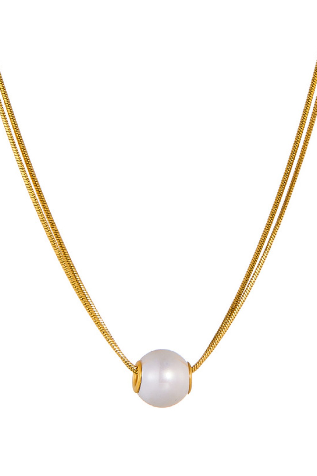 Collar de perlas de acero inoxidable con baño de oro de 18K thumbnail