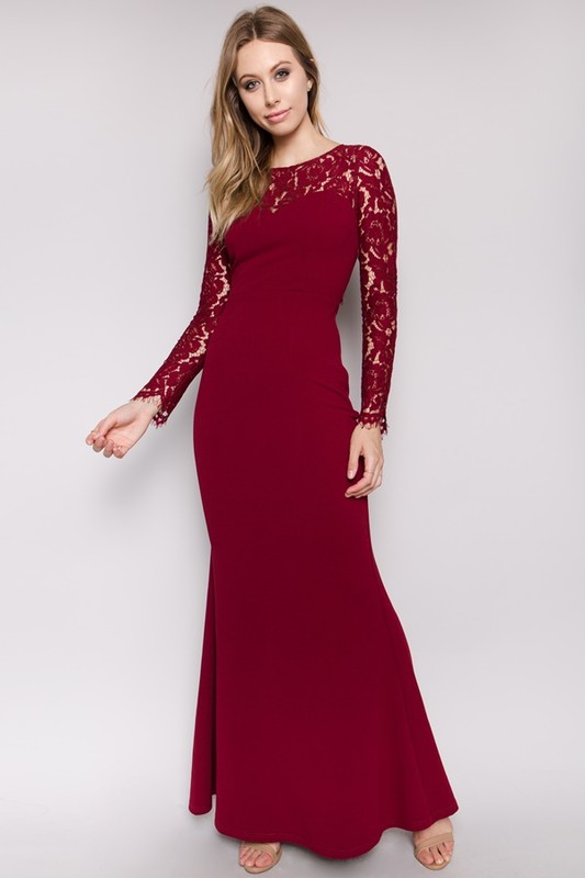 Wine Open Back Maxi Dress (Talla M) thumbnail
