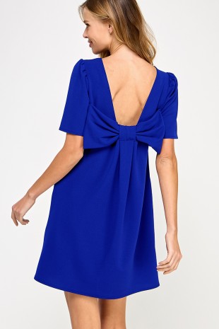 Cobalt solid shift dress short puff sleeve (Talla S) thumbnail