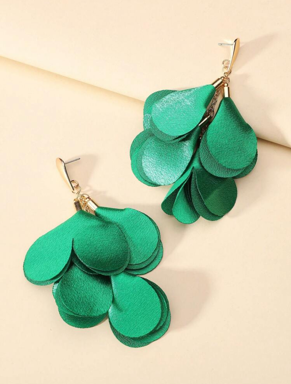 Green Bohemian Petal Earrings thumbnail