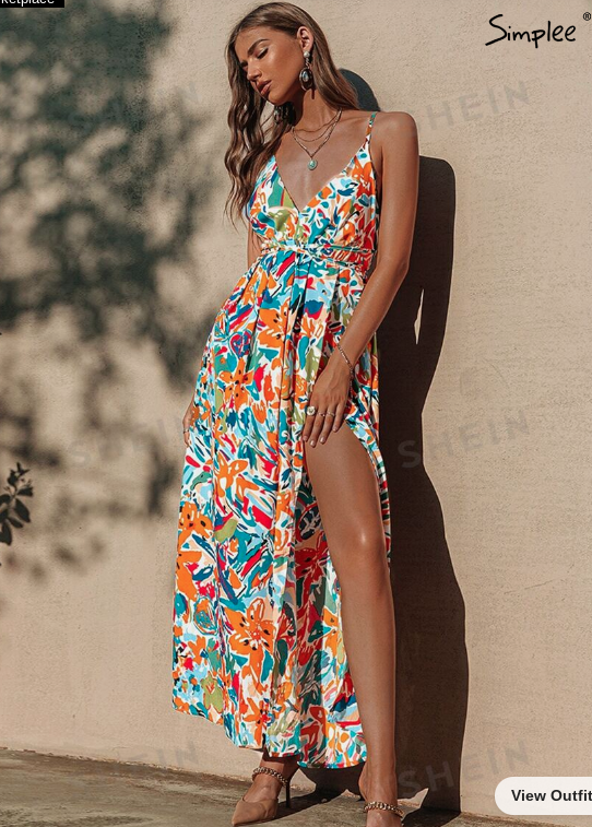 Simplee Floral Print Cami Dress (Talla S)