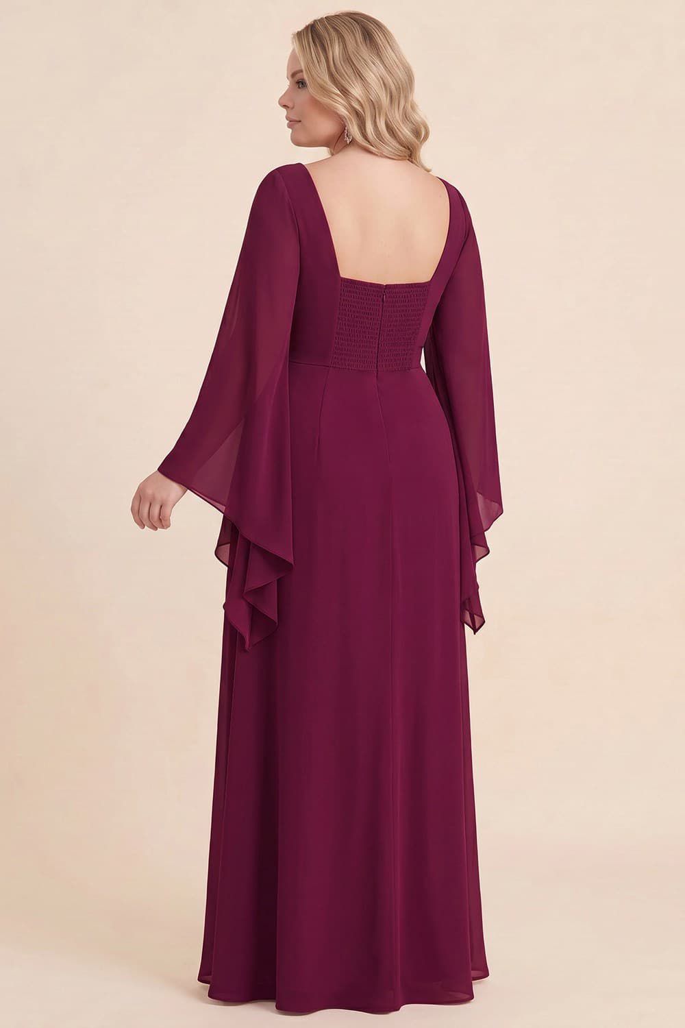 Wine Plus Size Deep V Neck Maxi Dress (Talla 1XL) thumbnail