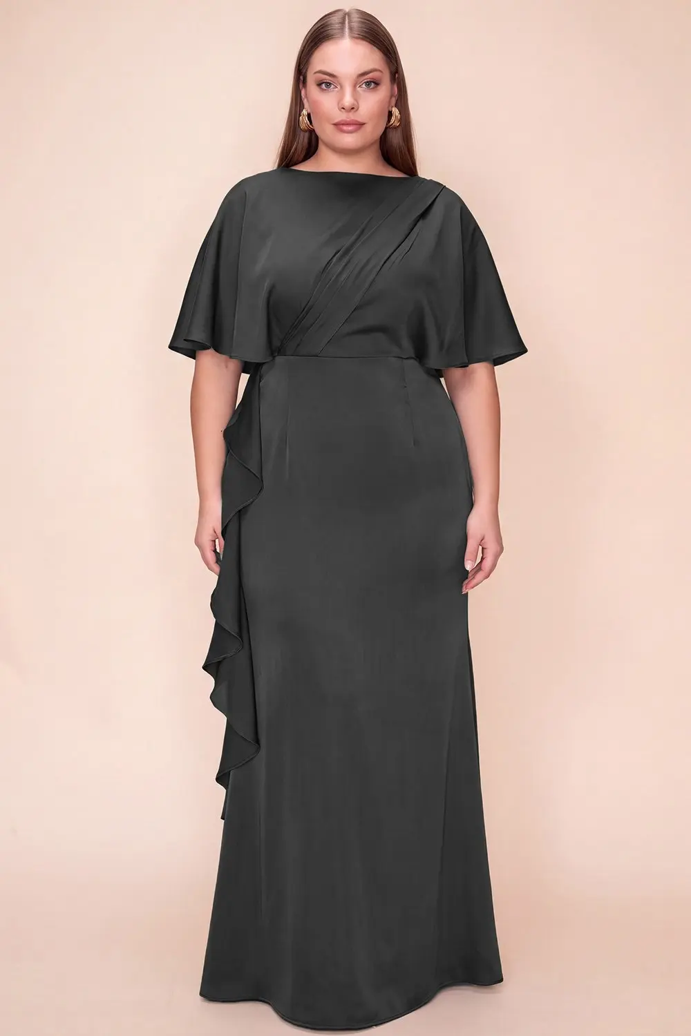 Black Olus Sieze V-Back Neckline Maxi Dress (Talla 2XL)
