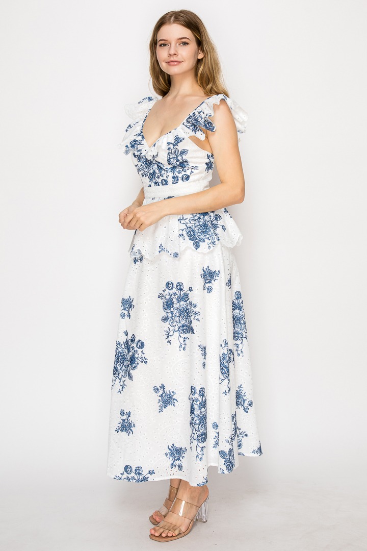 White & Navy Day Dress (Talla L) thumbnail