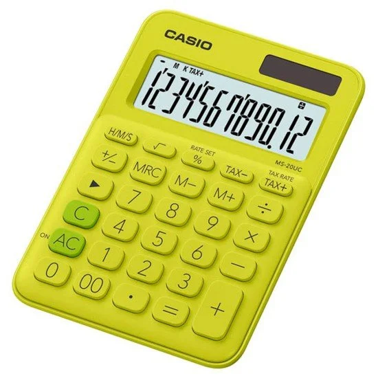 CALCULADORA DE ESCRITORIO CASIO MS-20UC-YG 12D AMARILLO