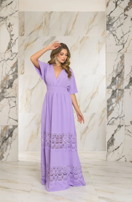 Lavender Solid color maxi dress (Talla S) thumbnail